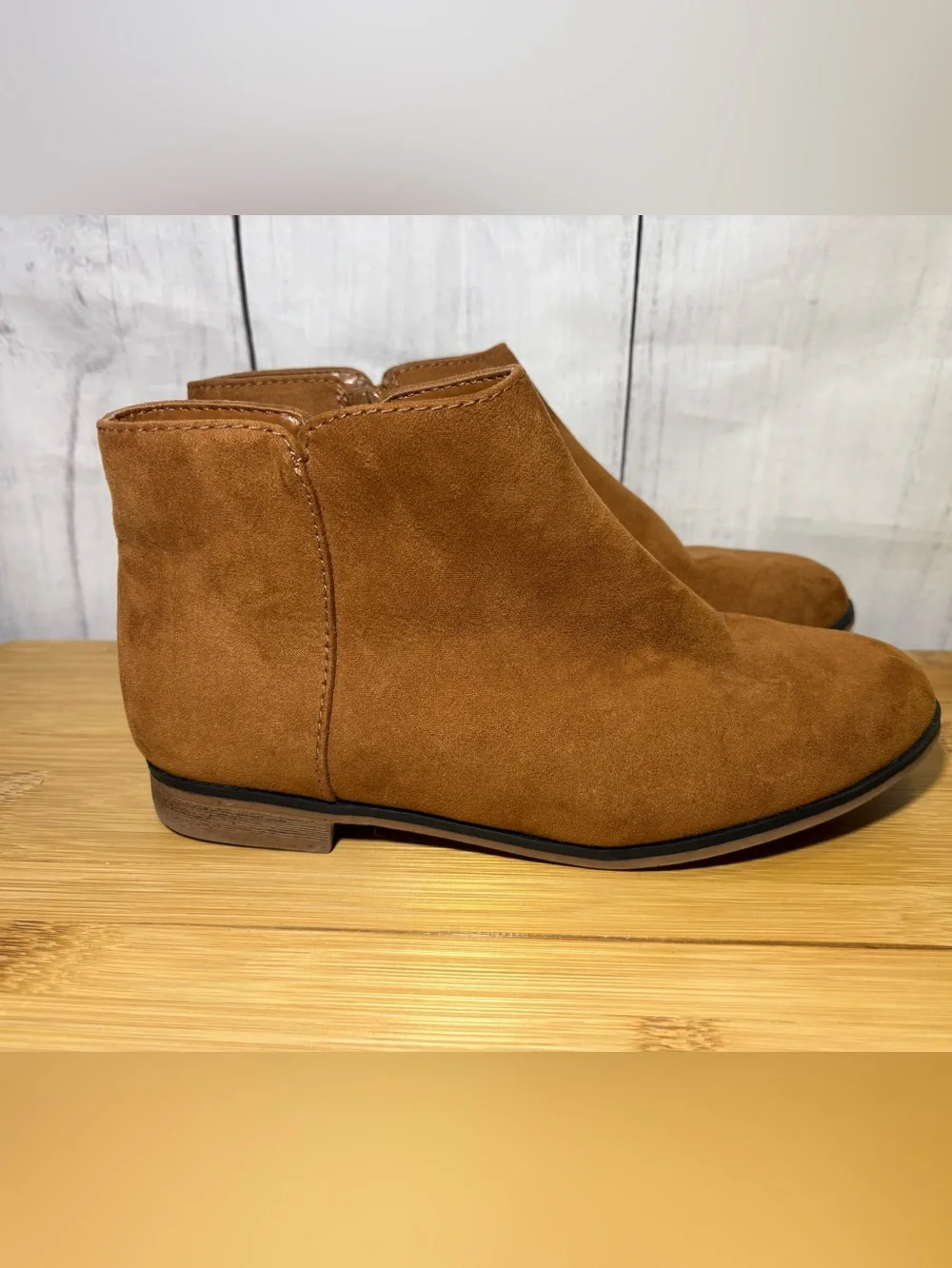 Cat & Jack Brown Faux Suede Side-Zip Kids Ankle Boots